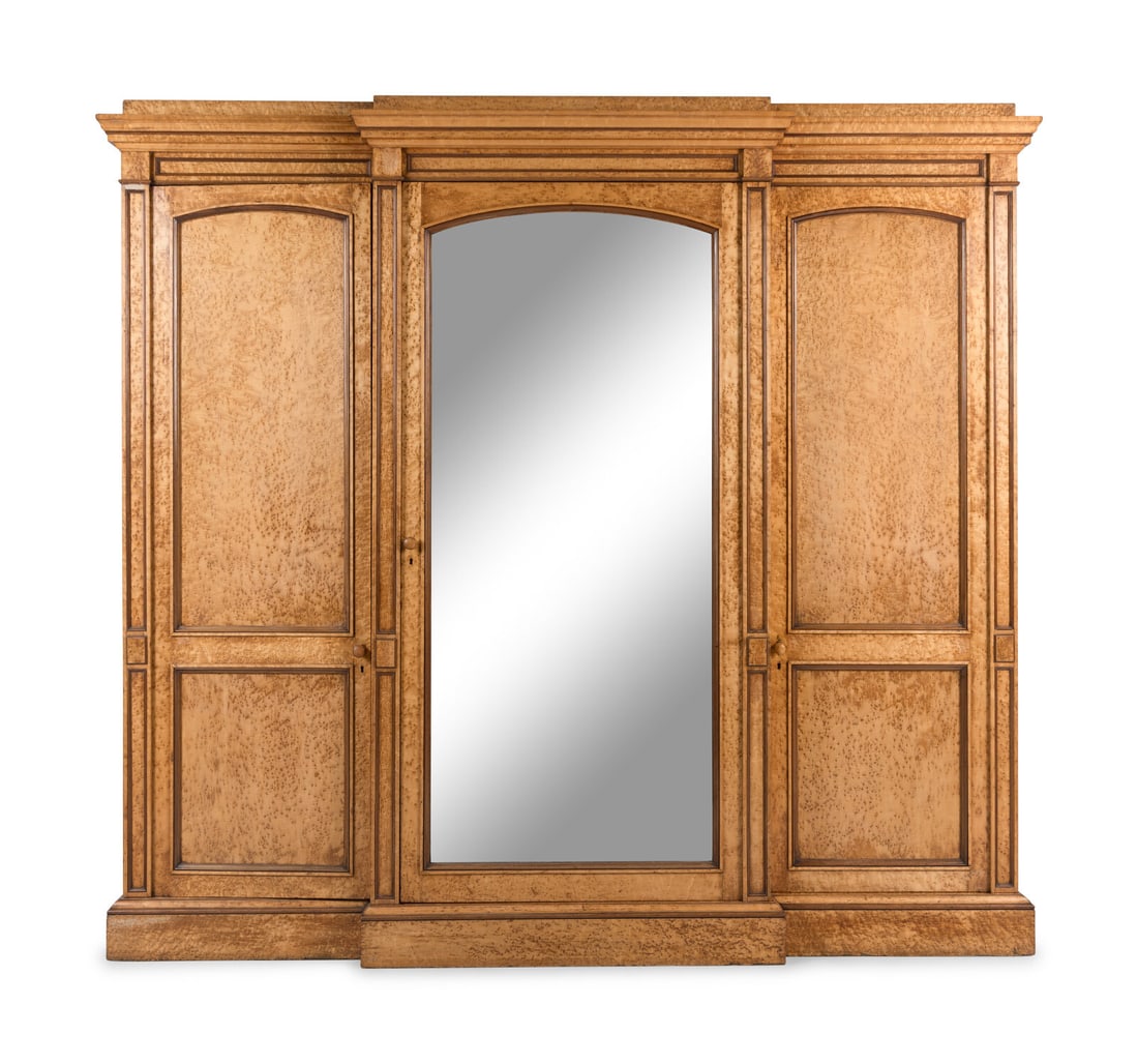 A Large English Bird's Eye Maple Wardrobe (1 of 3)