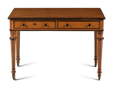 An English Satinwood and Parcel-Ebonized Dressing Table