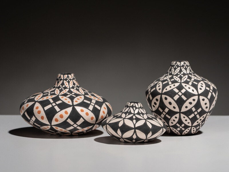 Dorothy Torivio
(Acoma, 1946-2011)
Miniature "Op-Art" Pottery (1 of 3)