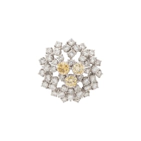 COLORED DIAMOND AND DIAMOND BROOCH