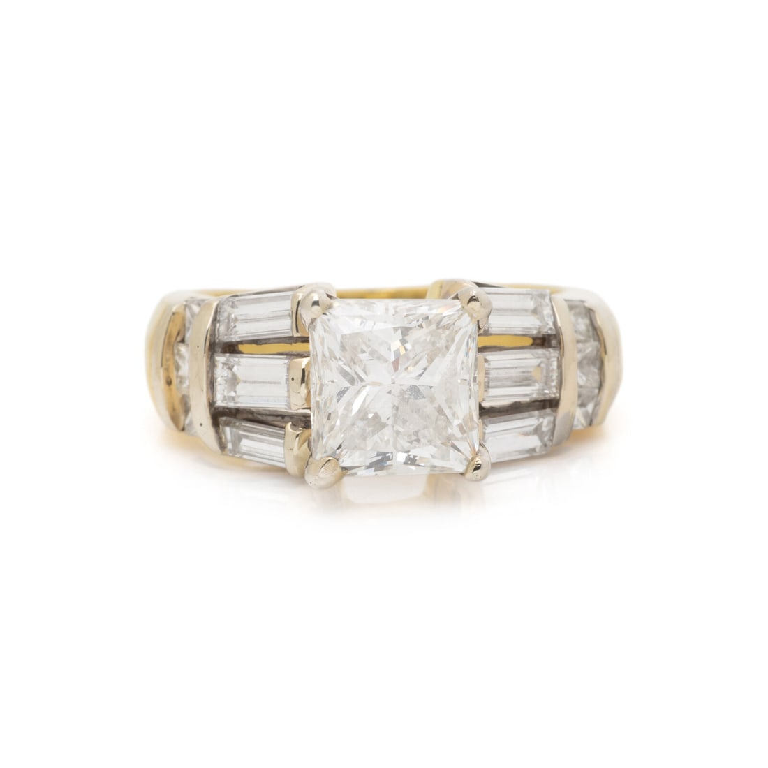 PRINCESS CUT DIAMOND AND YELLOW GOLD RING (1 of 3)