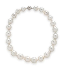 CULTURED PEARL AND DIAMOND NECKLACE