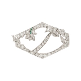 ART DECO, PLATINUM AND DIAMOND PIN