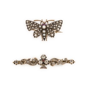 ANTIQUE, COLLECTION OF DIAMOND AND GEMSTONE PINS