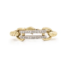 BICOLOR GOLD AND DIAMOND BUCKLE BRACELET