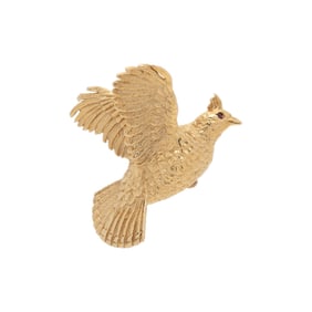 YELLOW GOLD GROUSE BROOCH