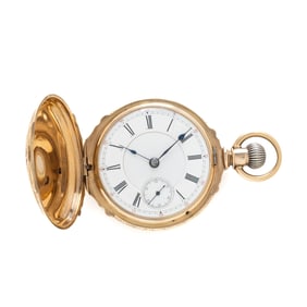 KRAEHMER & NATERMAN, YELLOW GOLD HUNTER CASE POCKETWATCH