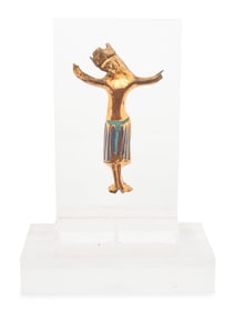 A Limoges Enameled and Gilt Copper Corpus Christi