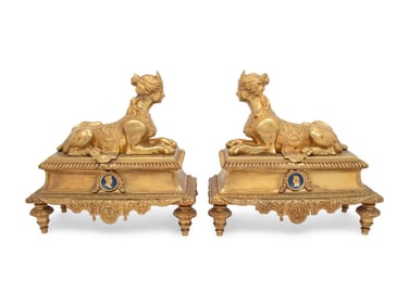A Pair of Régence Style Gilt Bronze Chenets