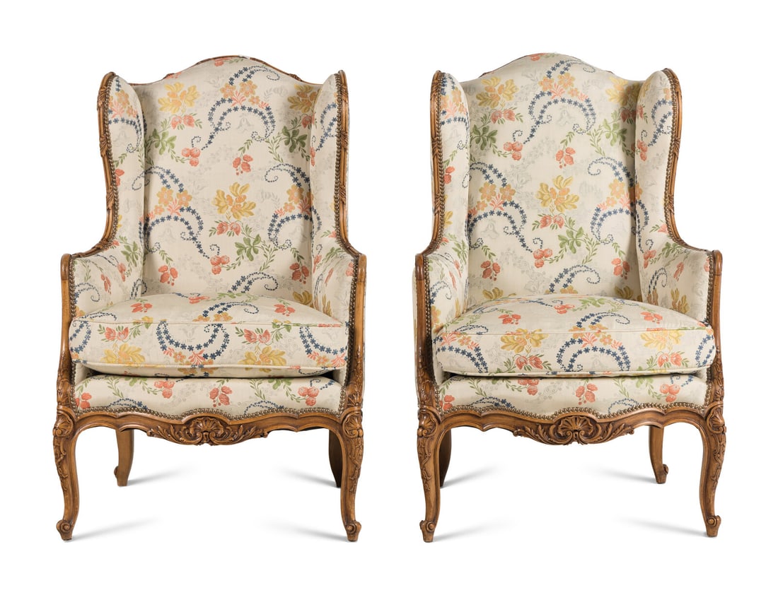 A Pair of Louis XV Style Beechwood Bergères (1 of 2)