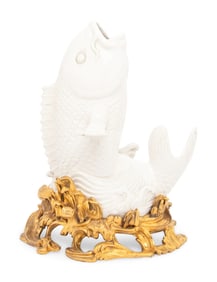 A Gilt Bronze Mounted Japanese Porcelain Model of Carp