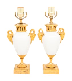 A Pair of Louis XVI Gilt Bronze Mounted Porcelain Vases