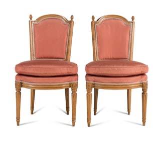 A Pair of Louis XVI Carved Beechwood Chaises