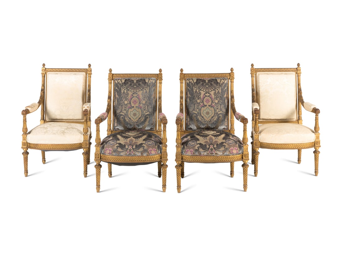 A Set of Four Louis XVI Style Giltwood Fauteuils (1 of 5)