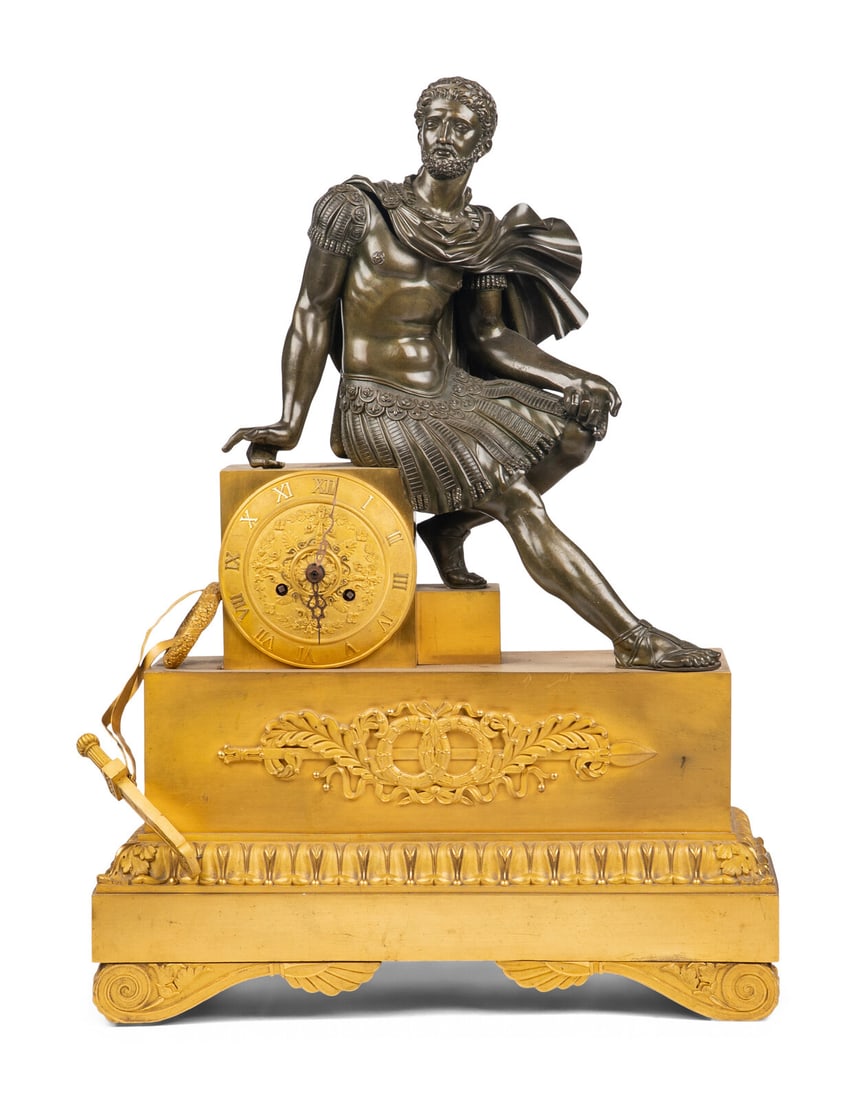 An Empire Gilt and Patinated Bronze Figural Mantel Clock (1 of 6)