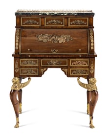 An Empire Style Gilt Metal Mounted Mahogany Bureau à Cylindre