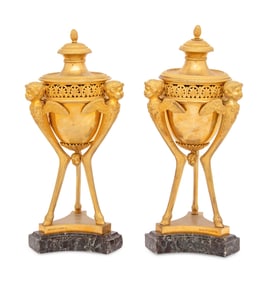 A Pair of French Gilt Bronze Brûle-Parfums