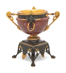 A French Gilt and Patinated Bronze Marble Centerpiece