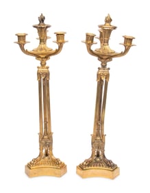 A Pair of French Gilt Bronze Four-Light Candelabra