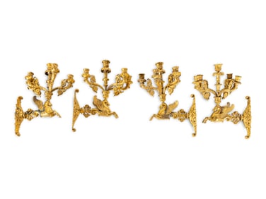 A Set of Four Louis Philippe Gilt Bronze Five-Light Sconces