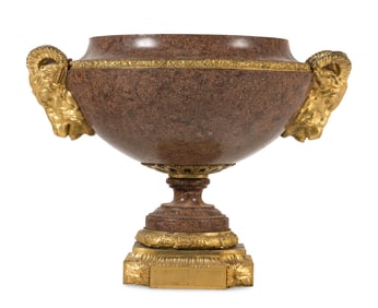 A Neoclassical Style Gilt Bronze Mounted Granite Urn