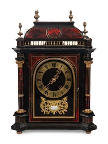 A Napoleon III Gilt Bronze Mounted Tortoiseshell and Ebonized Bracket Clock