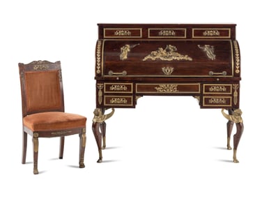 A French Gilt Bronze Mounted Mahogany Bureau à Cylindre