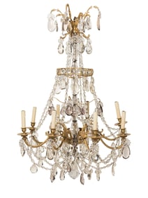 A Gilt Bronze and Cut Glass Eight-Light Chandelier