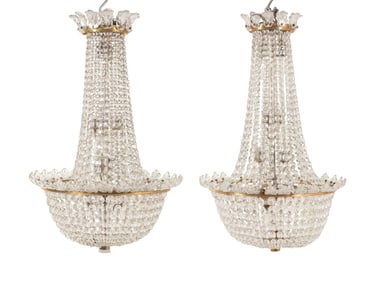 A Pair of Baccarat Cut and Molded Glass Chandeliers