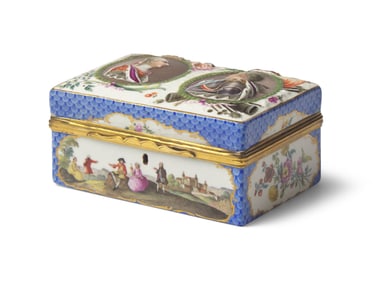 A Meissen Porcelain Commemorative Box with Frederick the Great and Elisabeth Christine