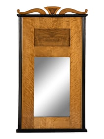 A Biedermeier Part Ebonized Fruitwood Mirror