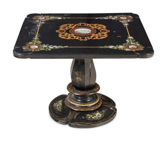 An Italian Black Marble and Micromosaic Table Top