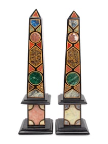 A Pair of Neoclassical Style Specimen Marble Obelisks