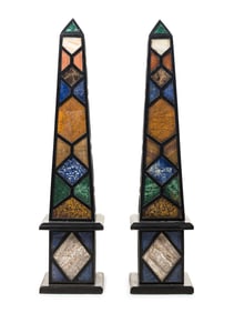 A Pair of Large Specimen Marble and Slate Obelisks