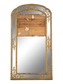 A Continental Neoclassical Painted and Parcel Gilt Mirror