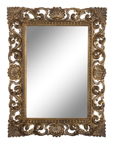A Large Italian Carved Gilt and Silvered Wood Mirror