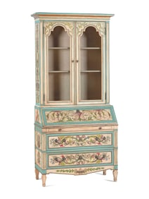 An Italian Painted Bureau Bookcase