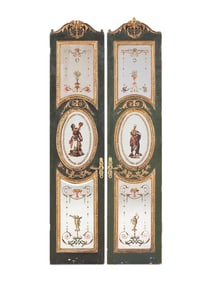 A Pair of Venetian Reverse-Painted Glass Doors