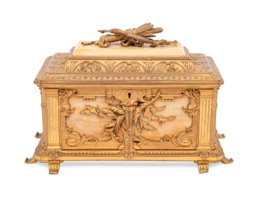 A Continental Marble and Gilt Bronze Table Casket