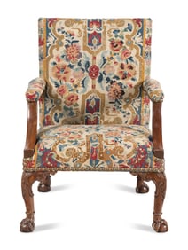 A George II Carved Walnut Library Chair