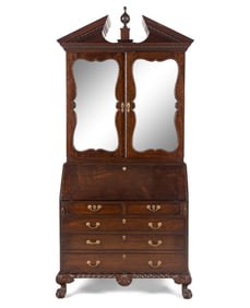 A George II Mahogany Bureau Cabinet