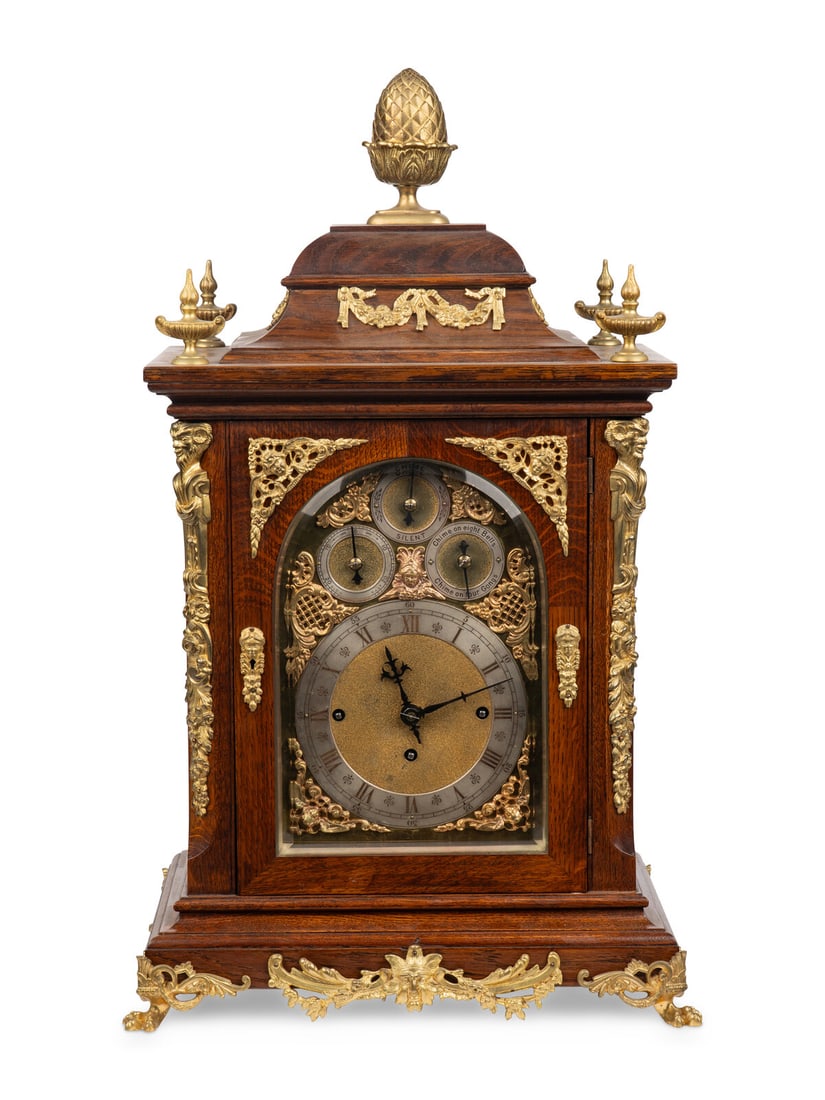 A George II Style Gilt Bronze Mounted Oak Bracket Clock (1 of 6)