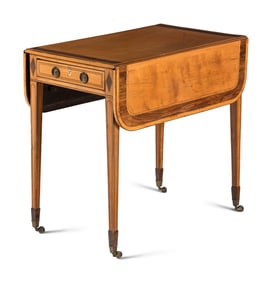 A George III Satinwood and Mahogany Pembroke Table