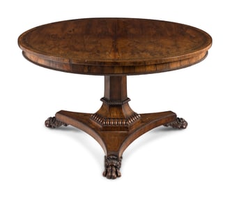 A George IV Brass Inlaid Rosewood Tilt-Top Breakfast Table