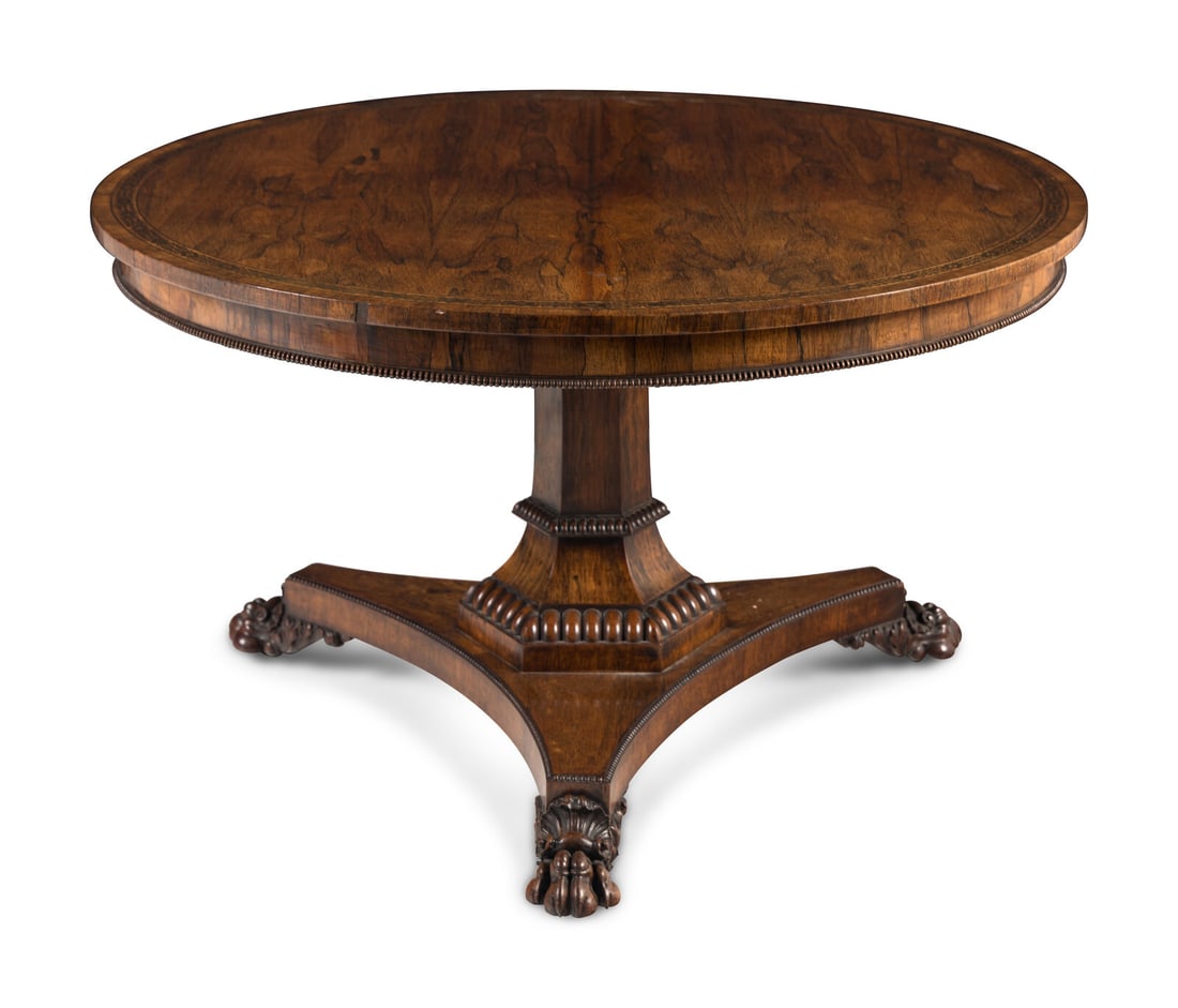 A George IV Brass Inlaid Rosewood Tilt-Top Breakfast Table (1 of 4)