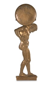 An Imposing Bronze Relief Panel of Atlas