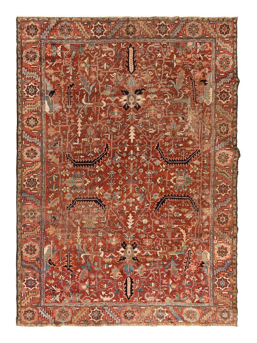 A Heriz Rug: A Heriz Rug Late 19th Century 11 feet 1 inch x 8 feet 7 inches. This lot is located in Chicago.