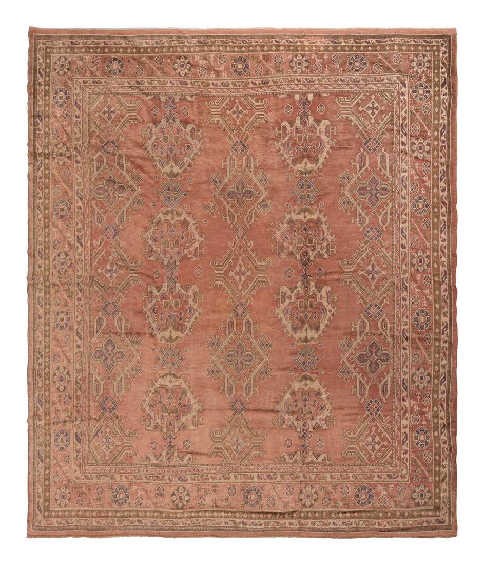 An Oushak Rug: An Oushak Rug 20th Century 11 feet 8 inches x 11 feet 7 inches. Property from a Private Collection This lot is located in Chicago.