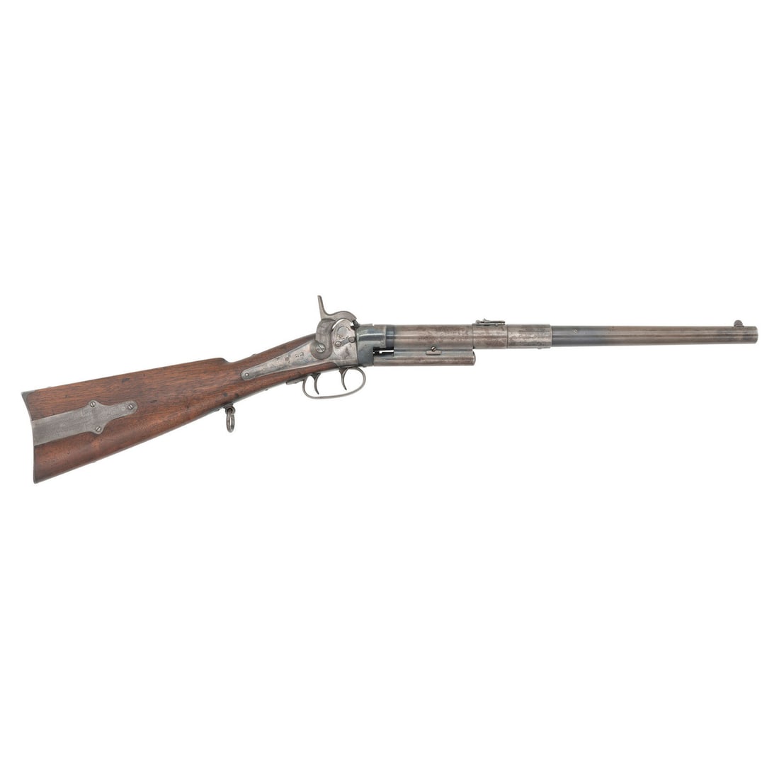 British Contract Greene Carbine: British Contract Greene Carbine American Civil War .54 caliber. 18" barrel. NSN. Blued and color casehardens finish, iron furniture including patchbox, walnut buttstock. Single shot breechloading perc