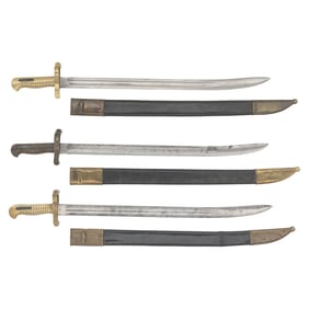 Three US Model 1855 Type Saber Bayonets with Scabbards